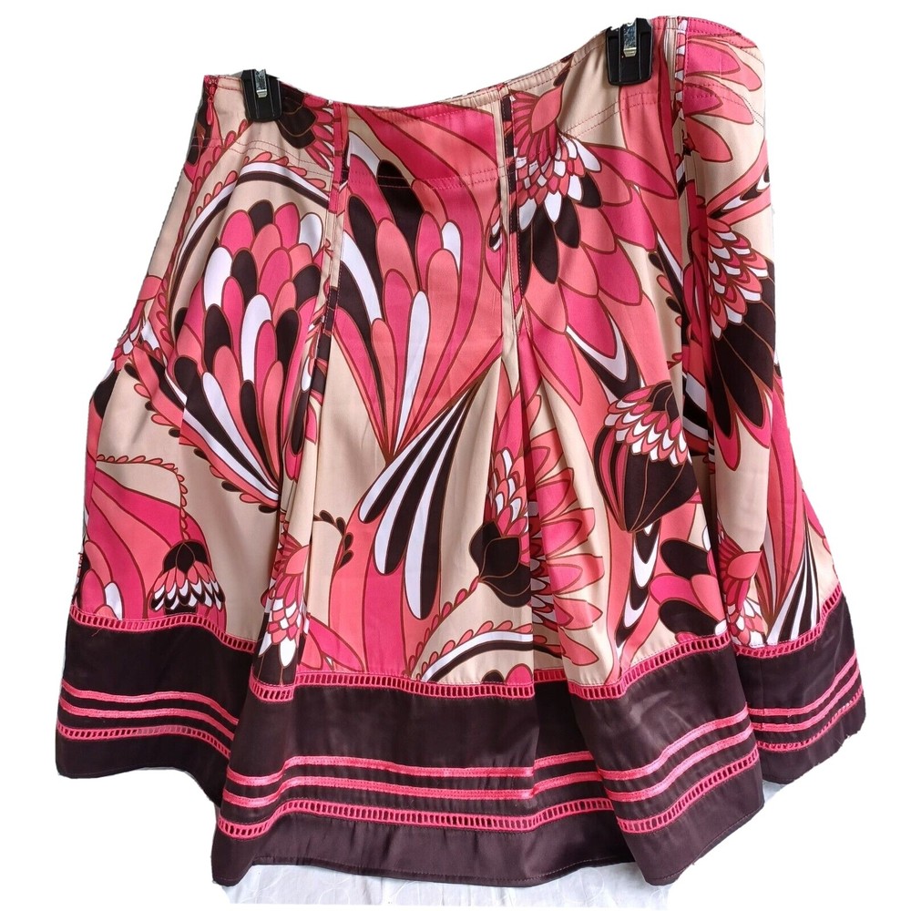 Vintage Womens Skirt Floral Pinks Browns Biege  Worthingtons Underskirt Size 12